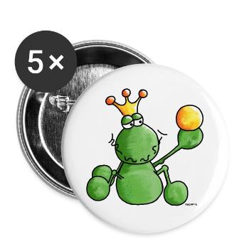 Funny Frog King - Frogs - Amphibian - Buttons large 2.2''/56 mm (5-pack) - white - Front