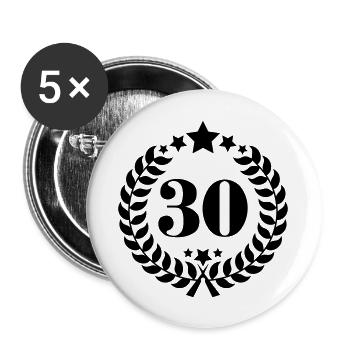 30ter Geburtstag Kranz Jubiläum - Buttons groß 56 mm (5er Pack) - Weiß - Vorne