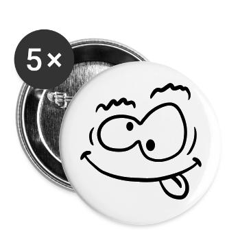 Visage souriant de fou bizarre drôle - Lot de 5 grands badges (56 mm) - blanc - Devant