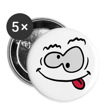 Visage souriant de fou bizarre drôle - Lot de 5 grands badges (56 mm) - blanc - Devant