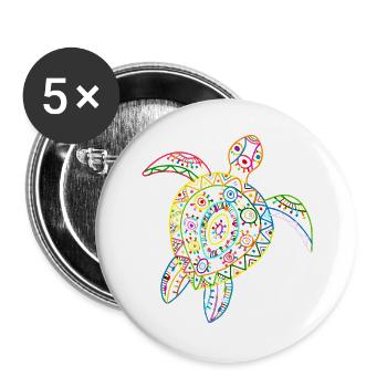 Tortue Tortue de mer Tribal Hawaii Vintage - Lot de 5 grands badges (56 mm) - blanc - Devant
