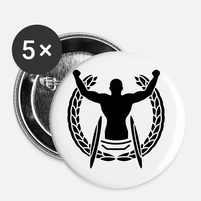 A winner in a wheelchair - Buttons large 2.2''/56 mm (5-pack) - white