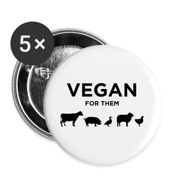 Vegan Animal Rights Cadeau de protection des animaux - Lot de 5 grands badges (56 mm) - blanc - Devant