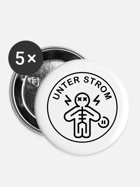 Unter Strom - Buttons groß 56 mm (5er Pack) - Weiß