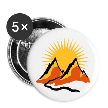 Schöne Berge Wanderweg Sonne - Buttons groß 56 mm (5er Pack) - Weiß - Vorne
