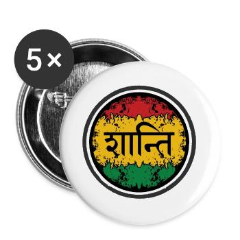 Indischer Friedensschriftzug Reggae - Buttons groß 56 mm (5er Pack) - Weiß - Vorne