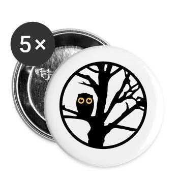 An owl sitting on a tree - Buttons large 2.2''/56 mm (5-pack) - white - Front