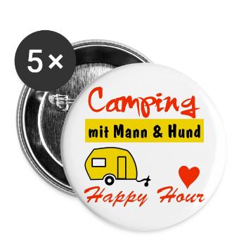happy hour - Buttons groß 56 mm (5er Pack) - Weiß - Vorne