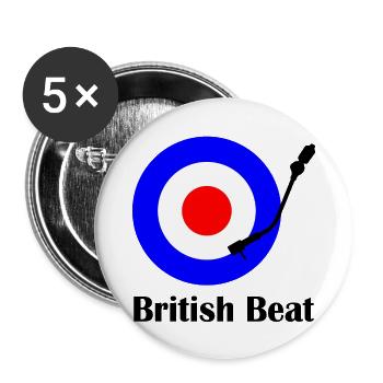 british beat - Buttons large 2.2''/56 mm (5-pack) - white - Front