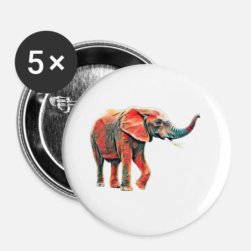 elephant - Buttons large 2.2''/56 mm (5-pack) - white