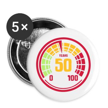 50 ans compteur age vieillesse jeunesse - Lot de 5 grands badges (56 mm) - blanc - Devant