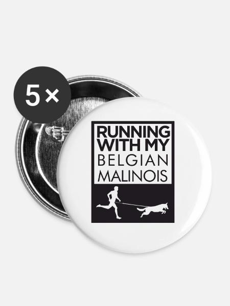 belgischer malinois Laufshirt - Buttons groß 56 mm (5er Pack) - Weiß