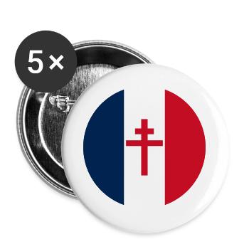 free france blason France croix de Lorraine - Buttons large 2.2''/56 mm (5-pack) - white - Front