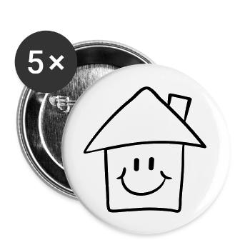 Smiley drôle de bande dessinée House - Lot de 5 grands badges (56 mm) - blanc - Devant