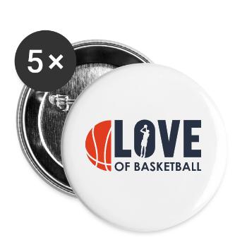 I LOVE BASKETBALL Die Liebe zum Hobby Basketball - Buttons groß 56 mm (5er Pack) - Weiß - Vorne