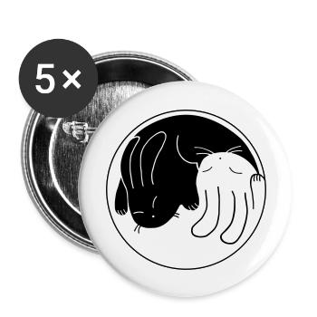 Yin-Yang Kaninchen - Buttons groß 56 mm (5er Pack) - Weiß - Vorne