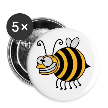 Funny thickness crazy bee - Buttons large 2.2''/56 mm (5-pack) - white - Front