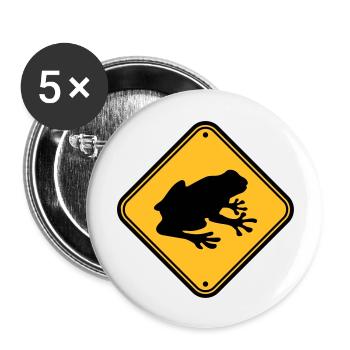 vorsicht frosch schild achtung hinweis warnung zon - Buttons groß 56 mm (5er Pack) - Weiß - Vorne