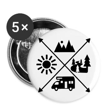 Camping-car - Lot de 5 grands badges (56 mm) - blanc - Devant