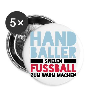 Handballer spielen Fussball zum Warm machen - Buttons groß 56 mm (5er Pack) - Weiß - Vorne
