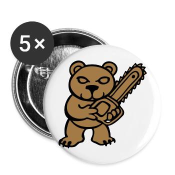 ours en peluche teddy bear méchant tronçonneuse - Lot de 5 grands badges (56 mm) - blanc - Devant