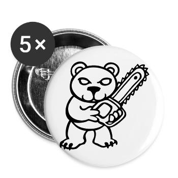 teddy bear élagueur ours tronçonneuse fun méchant - Lot de 5 grands badges (56 mm) - blanc - Devant