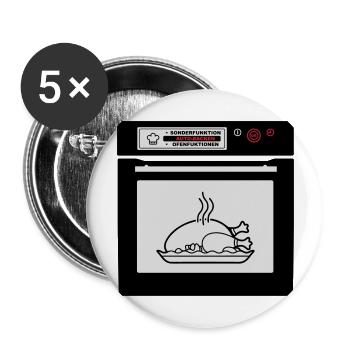 Braten in der Röhre (Schwangerschaft) - Buttons groß 56 mm (5er Pack) - Weiß - Vorne