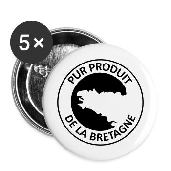 Pur Produit de la Bretagne - Lot de 5 grands badges (56 mm) - blanc - Devant