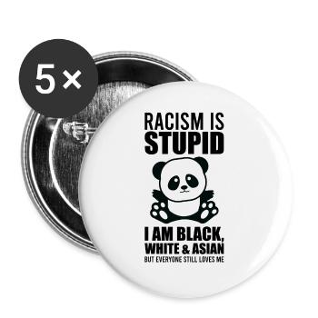 Sweet panda against racism! - Buttons large 2.2''/56 mm (5-pack) - white - Front