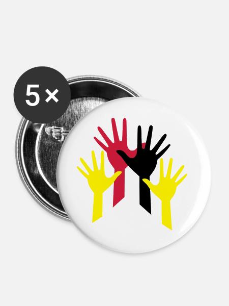 haende - Buttons groß 56 mm (5er Pack) - Weiß