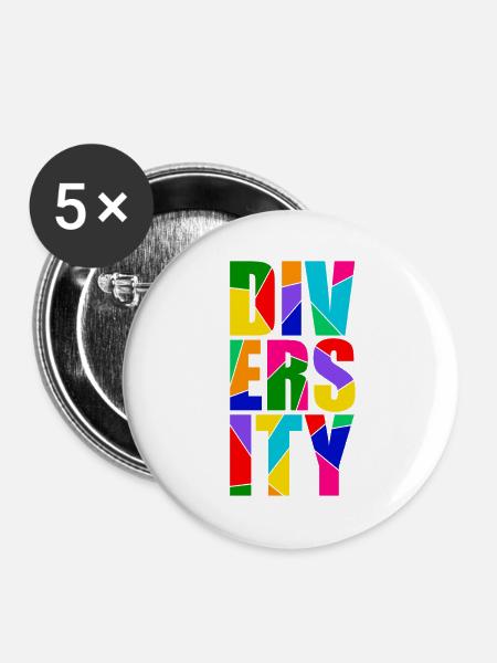Diversity - Vielfalt - Buttons groß 56 mm (5er Pack) - Weiß