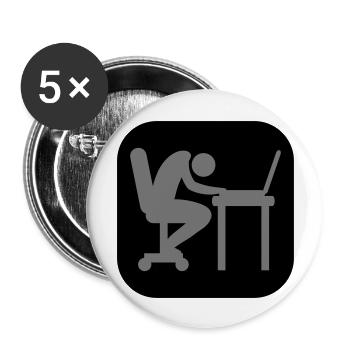 Laptop exhausted sleep logo - Buttons large 2.2''/56 mm (5-pack) - white - Front