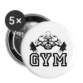 Gym Beast Geschenk - Buttons groß 56 mm (5er Pack) - Weiß - Vorne