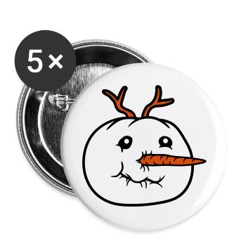 schneemann gesicht kopf cool winter weihnachten ka - Buttons groß 56 mm (5er Pack) - Weiß - Vorne