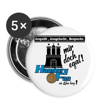 Hamburg , Tradition , Fußball , Fan Leben (25) - Buttons groß 56 mm (5er Pack) - Weiß - Vorne