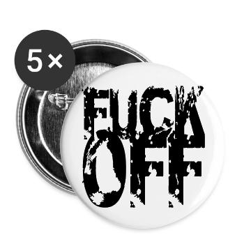 Fuck off print - Buttons large 2.2''/56 mm (5-pack) - white - Front