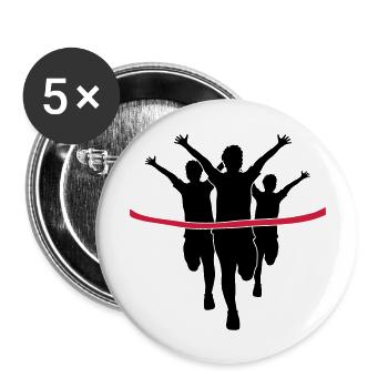 rotes band sport 3 laeufer rennen schnell marathon - Buttons groß 56 mm (5er Pack) - Weiß - Vorne