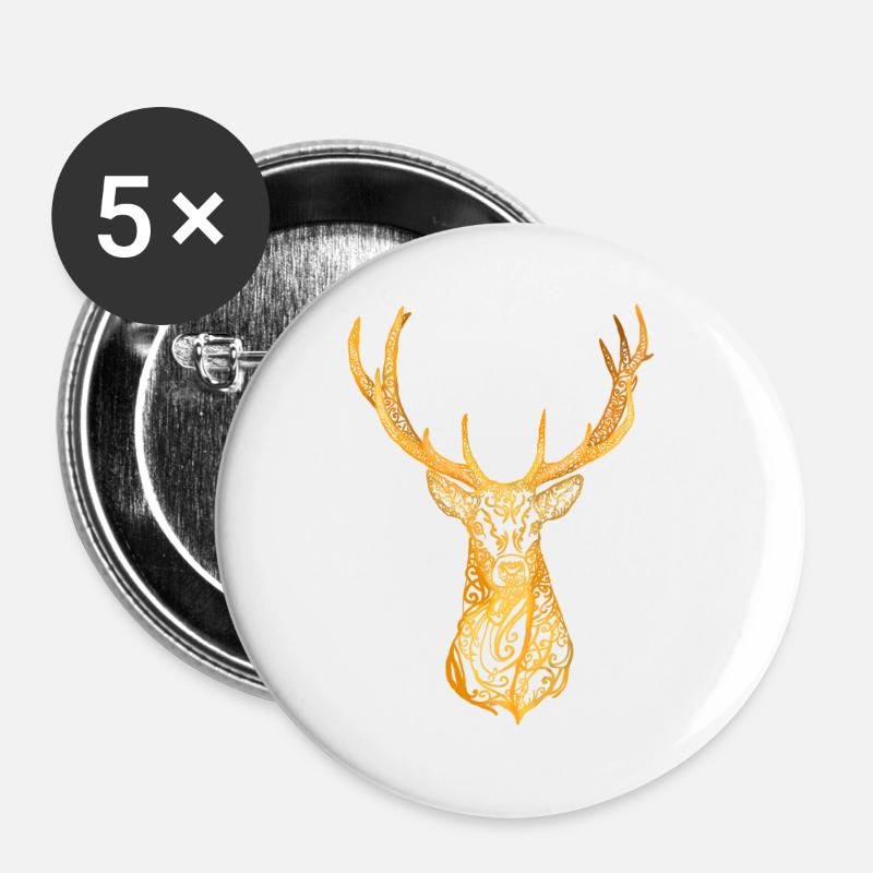 Deer head - Buttons large 2.2''/56 mm (5-pack) - white