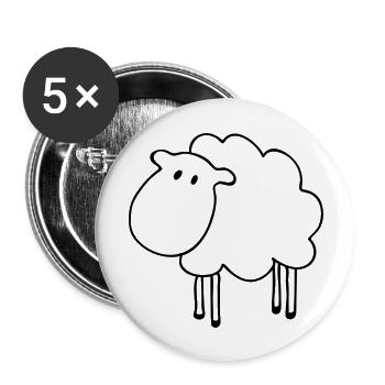 Schaf - Buttons groß 56 mm (5er Pack) - Weiß - Vorne