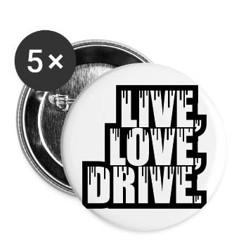 Live Love Drive Graffiti - Buttons groß 56 mm (5er Pack) - Weiß - Vorne