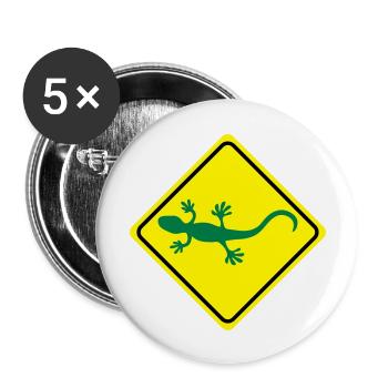 warnung echse 3 farb vektor - Buttons groß 56 mm (5er Pack) - Weiß - Vorne