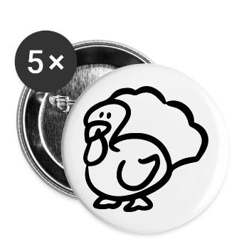 Truthahn - Buttons groß 56 mm (5er Pack) - Weiß - Vorne