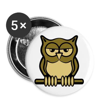 OWL bird forest nature - Buttons large 2.2''/56 mm (5-pack) - white - Front