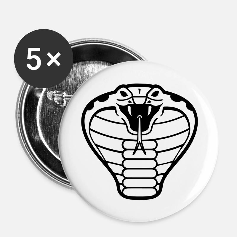 Cobra Snake Design - Buttons large 2.2''/56 mm (5-pack) - white