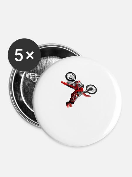 Motocross - Buttons groß 56 mm (5er Pack) - Weiß