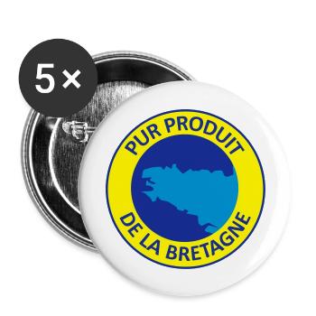 Pur Produit de la Bretagne - Lot de 5 grands badges (56 mm) - blanc - Devant