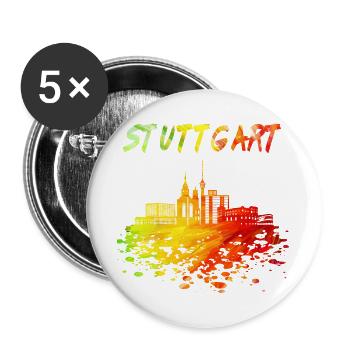 Stuttgart Skyline / Schwaben Stadt Schwarzwald - Buttons groß 56 mm (5er Pack) - Weiß - Vorne