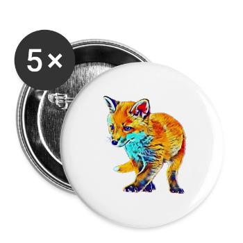 Fuchs - Buttons groß 56 mm (5er Pack) - Weiß - Vorne