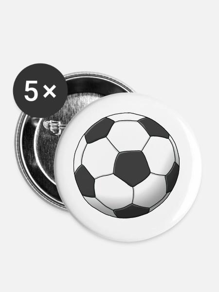 Fußball - Buttons groß 56 mm (5er Pack) - Weiß