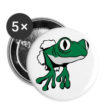 Frosch Loch witzig - Buttons groß 56 mm (5er Pack) - Weiß - Vorne